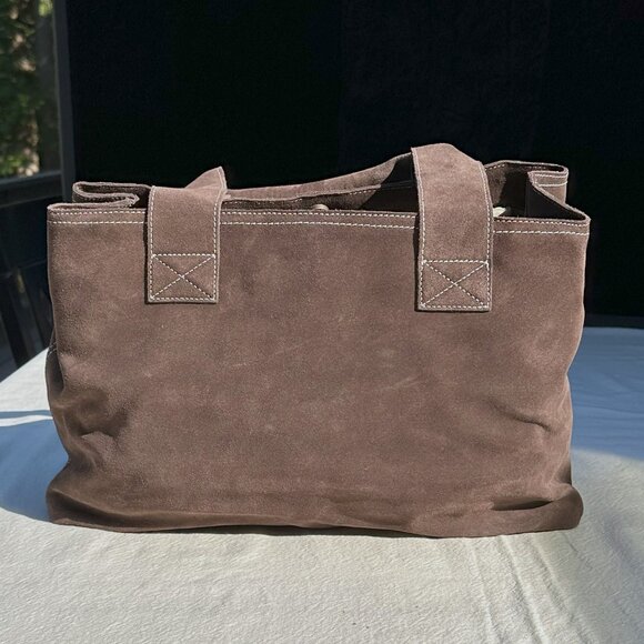 Eddie Bauer Cocoa Brown Suede Tote Bag - Picture 3 of 8